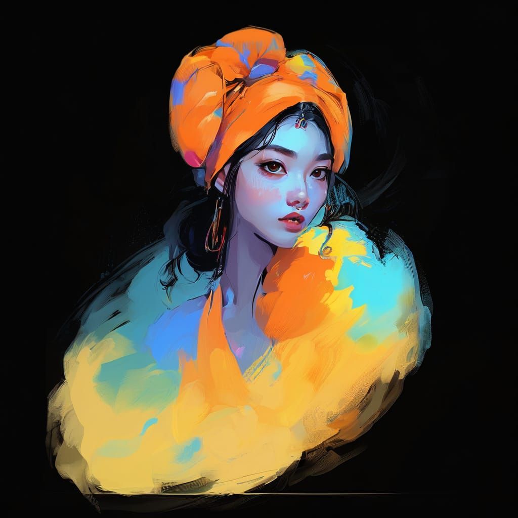 Anime Ballerina Portrait in Impressionist Oil Painting Style