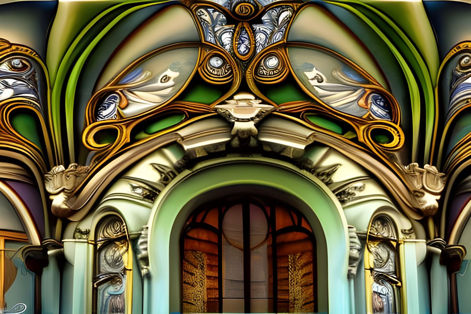 Art Nouveau Rococo Architecture in Color Graded Style