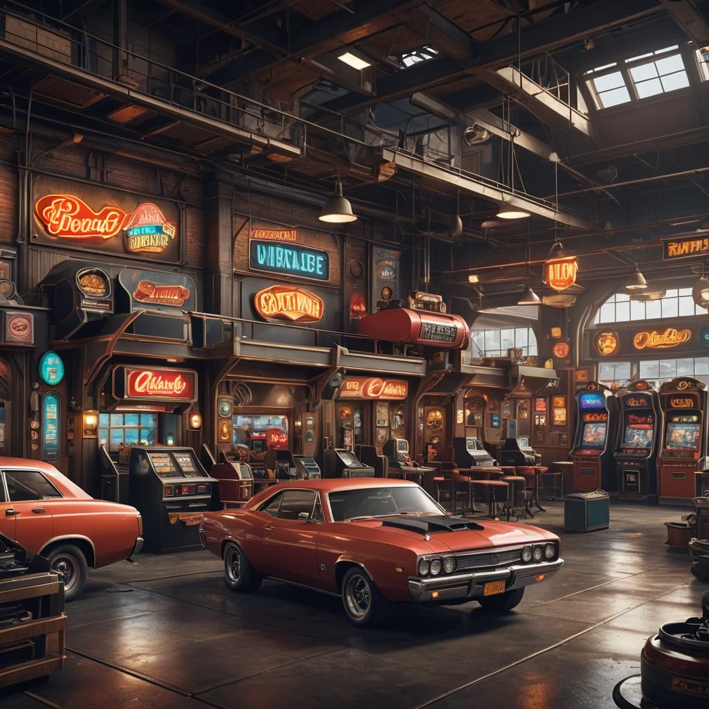 Retro Paradise: Automotive, Diner, Arcade Building