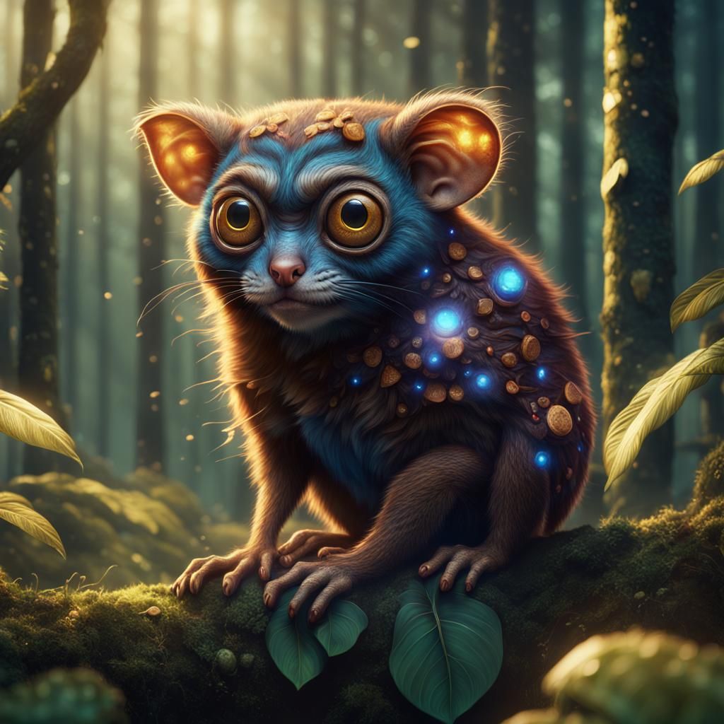 Magical Tarsier Shape-Shifting into Wolf
