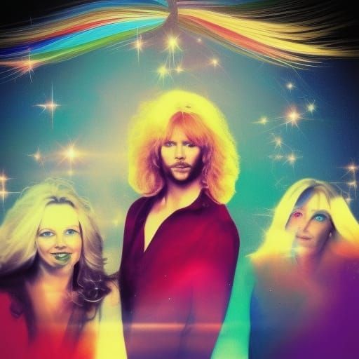 Golden Haired God in Rainbow Dreamscape