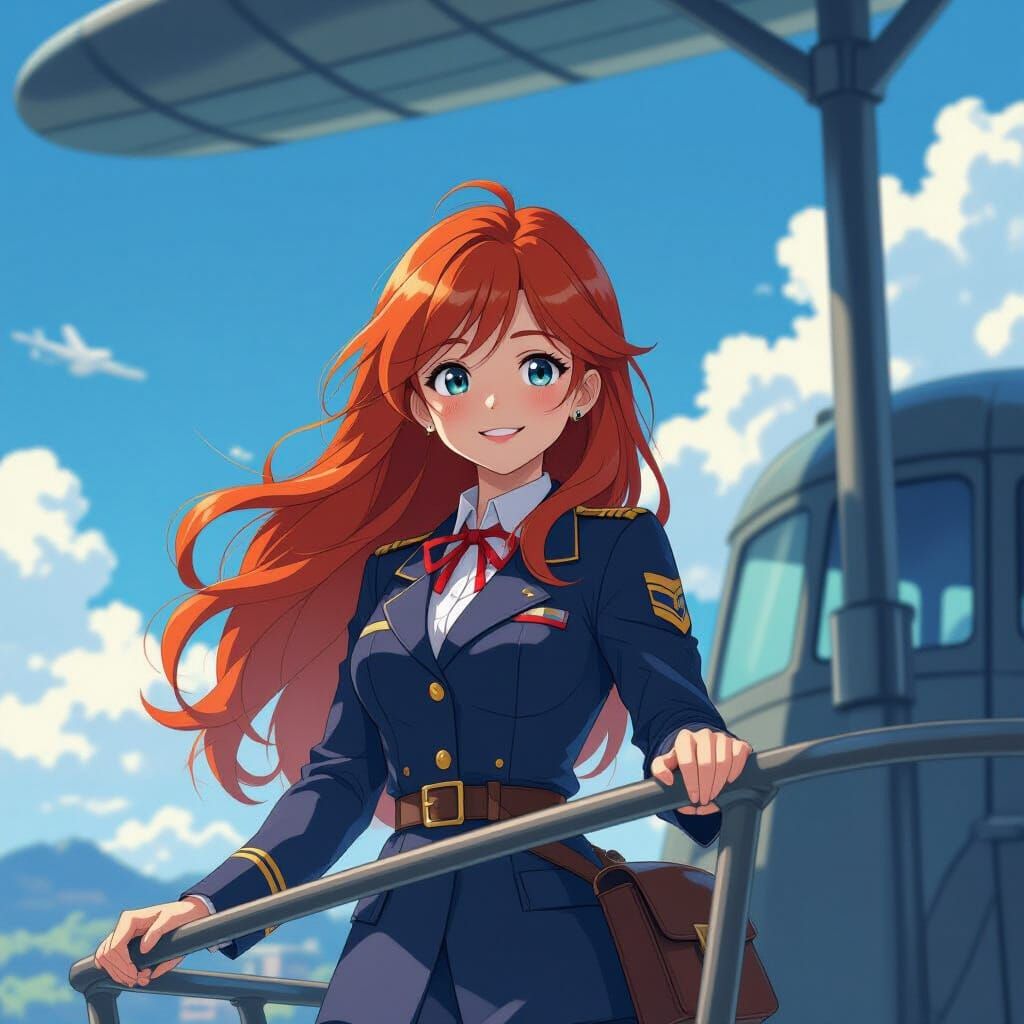 Sky Captain Girl in Vibrant Anime Style