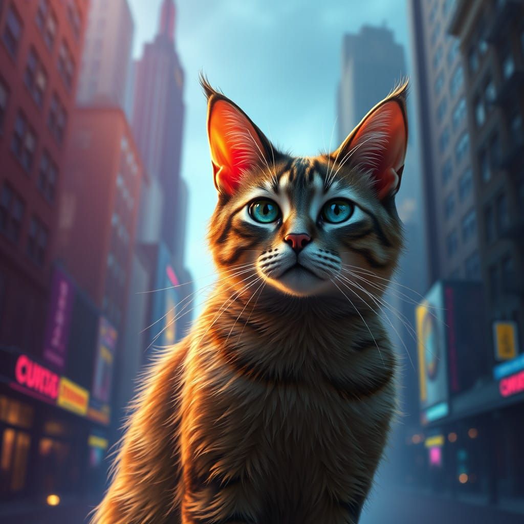 Mystical Feline in a New York Dreamscape