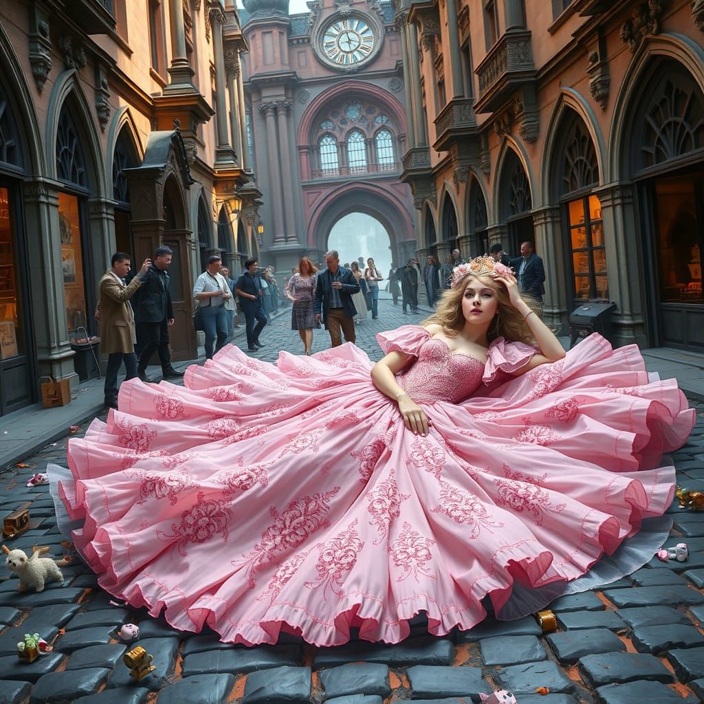 Enchanted Princess in Whimsical Gothic Dreamscape