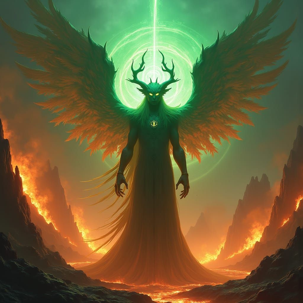 Captivating Nether Lord of Fire and Emerald Energy