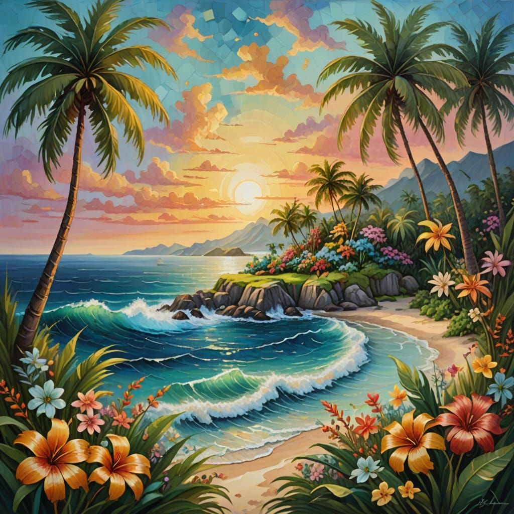 Folk art whimsical Isle