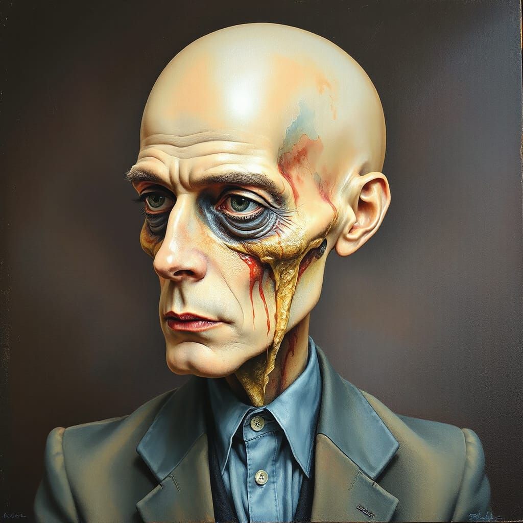 Surreal Bolt with Bald Head in Dreamlike Scene