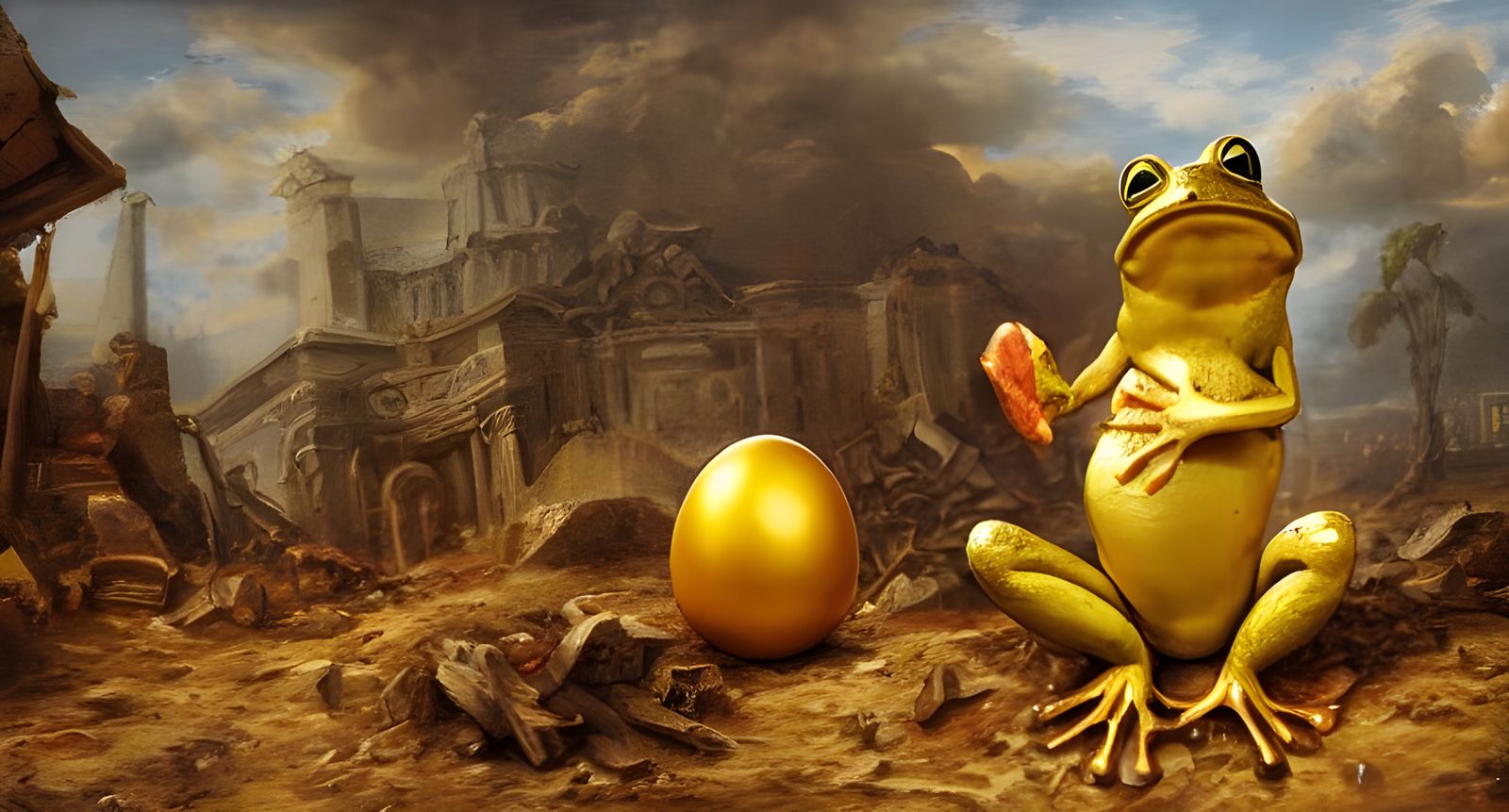 Archeologist Frog Finds Golden Egg in Ruins