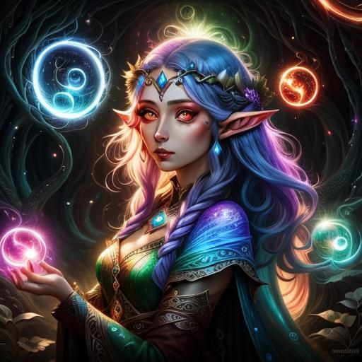 Rainbow Elf in Spinning Fluid Turbulence