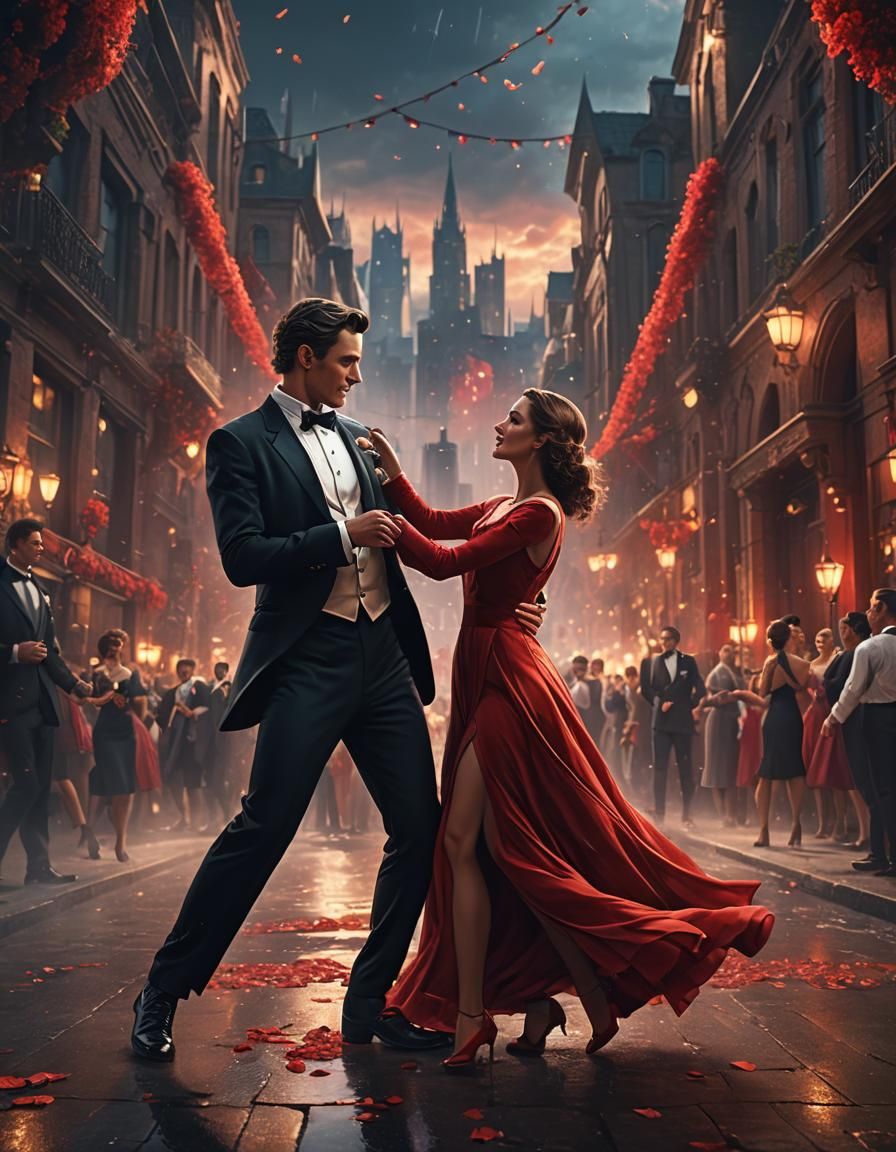 Couple Dancing in Love: Detailed Fantasy Art