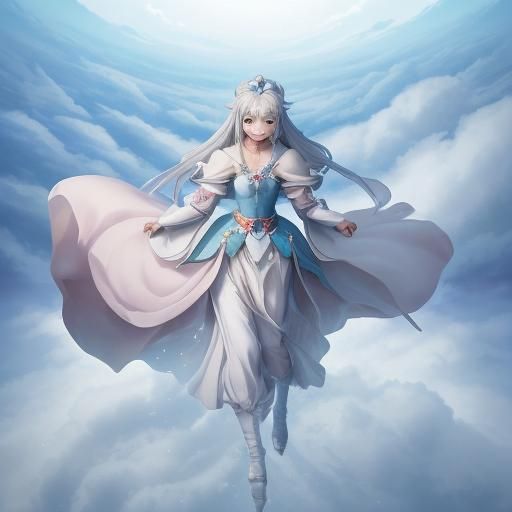 Anime Princess in Cloudscape During Little Ice Age