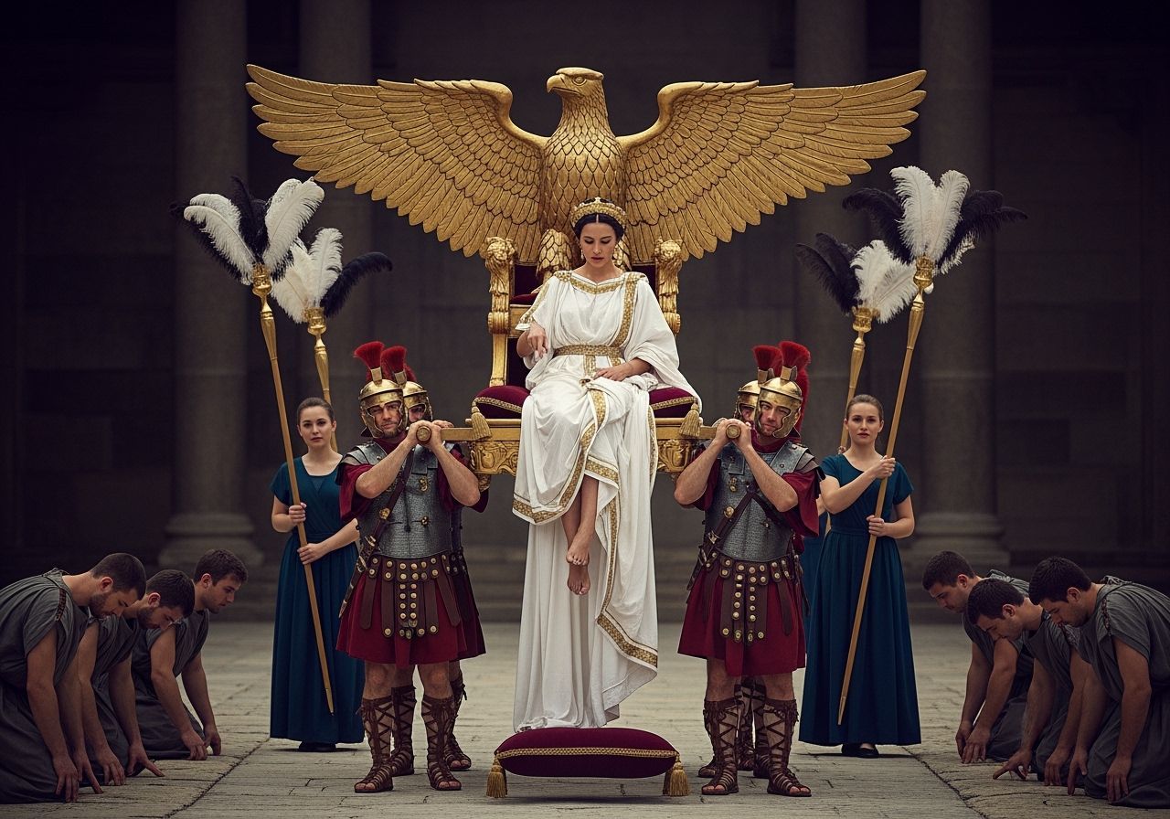 Roman Empress on Eagle Throne, Photorealistic Style