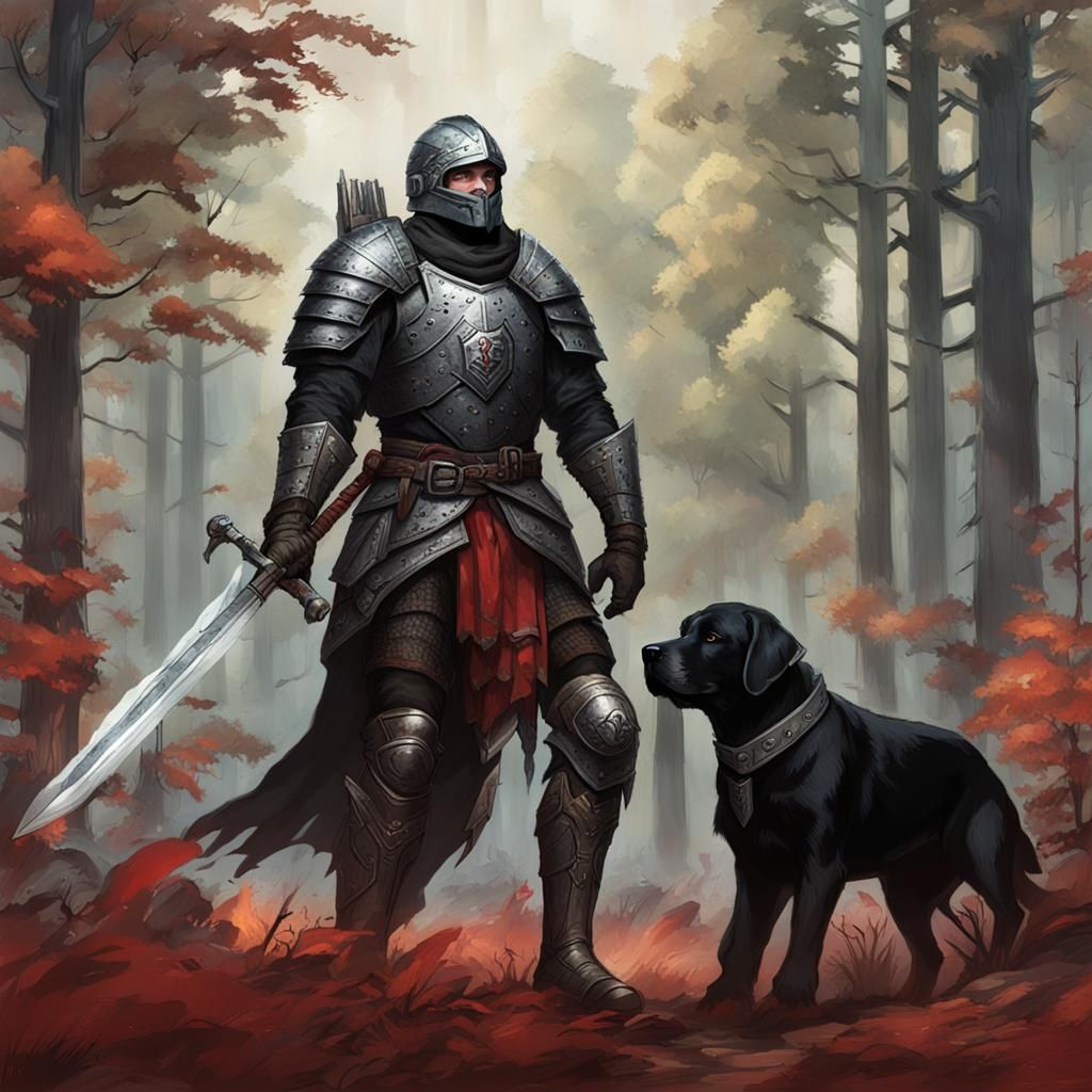 Blood Hunter on Labrador Steed in Forest