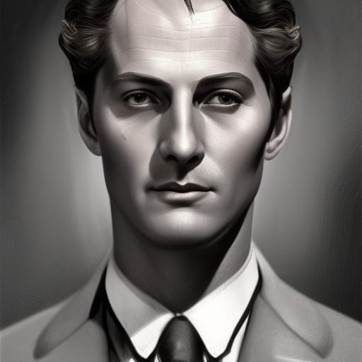 Iconic Nils Asther as a classic 1920's Hollywood actor, hand...