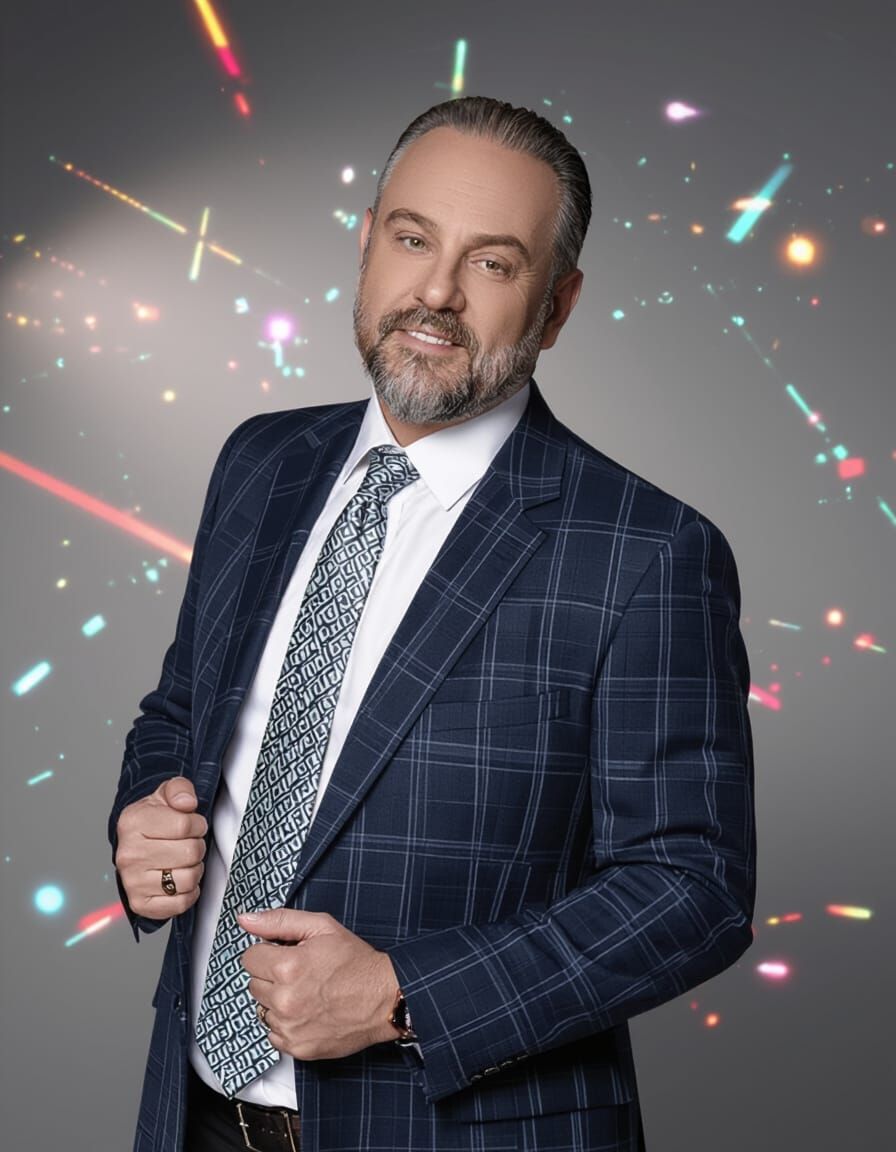 Vibrant Portrait with Geometric Pop-Art Elements