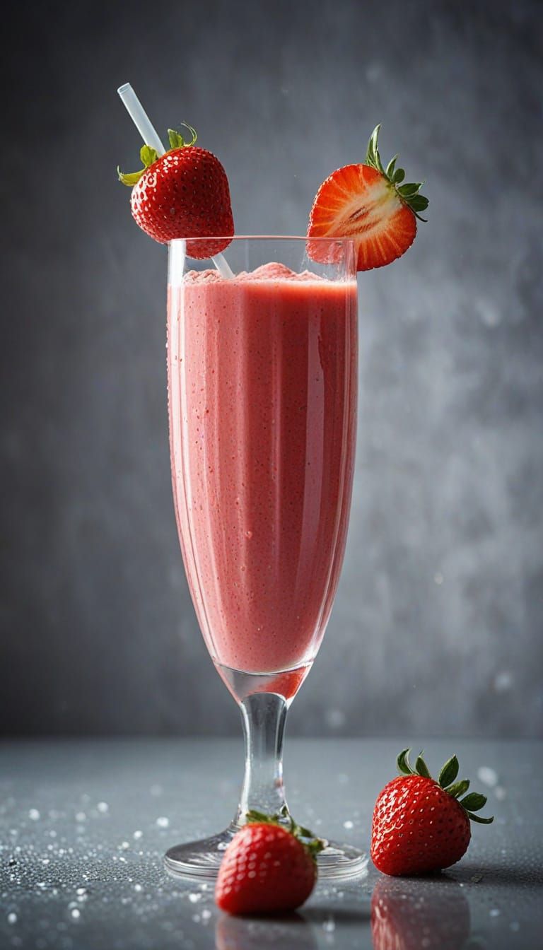 Realistic Strawberry Smoothie Splash Art in Vibrant Food Pho...