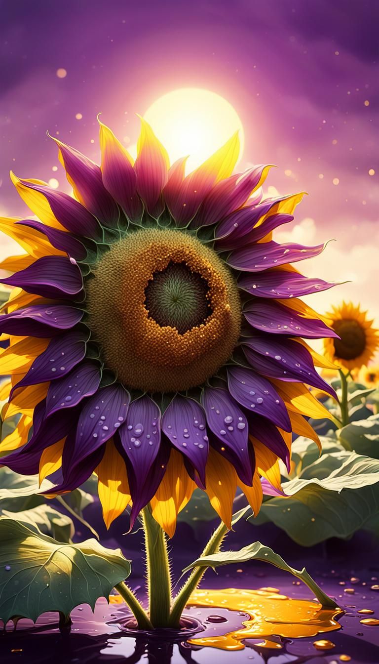 Melting Gold Sunflower under Purple Sun