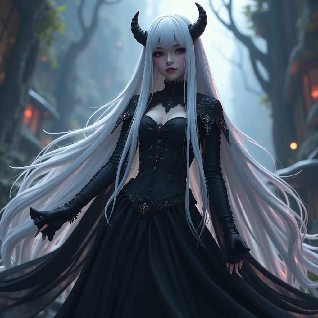 Gothic E-Girl Minecraft Character in Fantasy Art Style