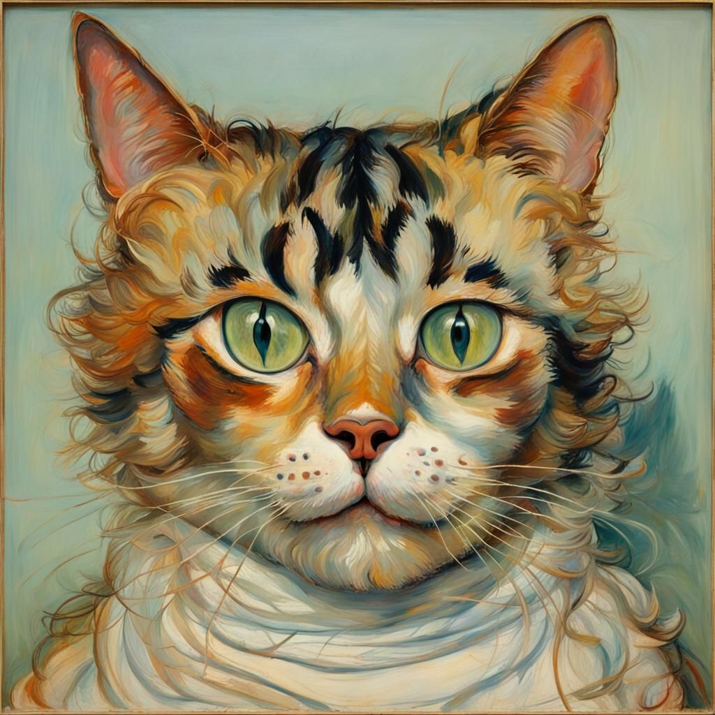 Anthropomorphic Cat Portrait in Vintage Style