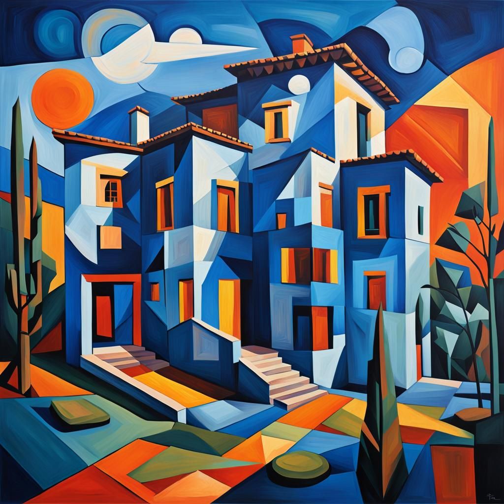 Cubist Country Mansion in Picasso Style