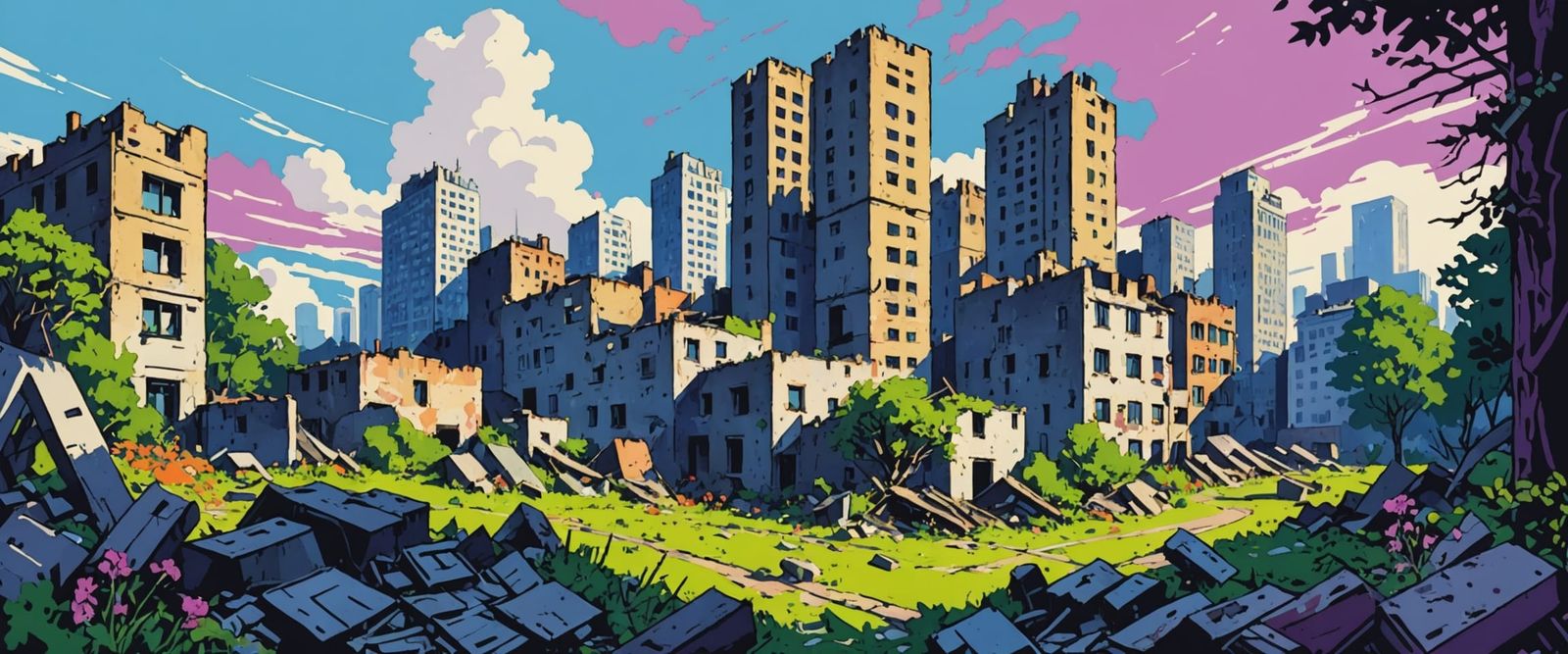 Impressionistic Ruins of a Modern City