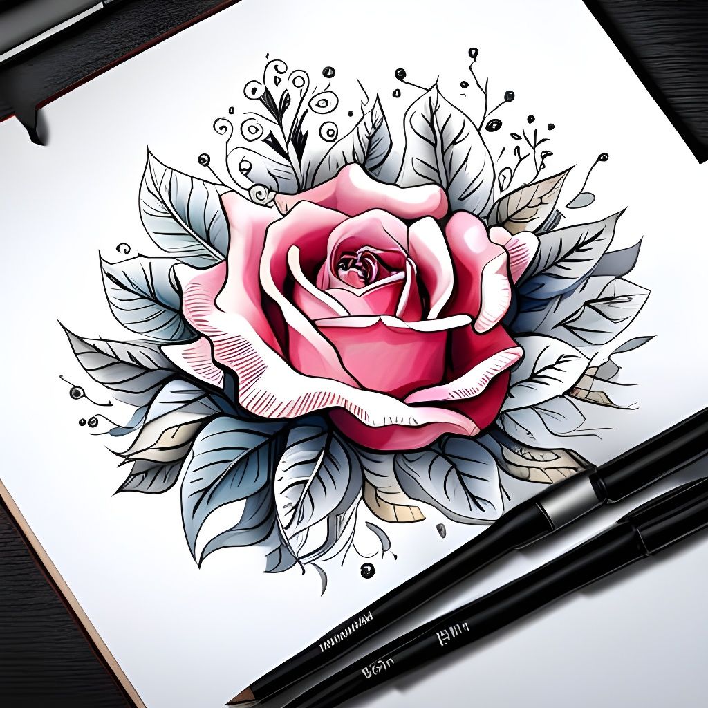 Intricate Rose Coloring Page in Black Ink