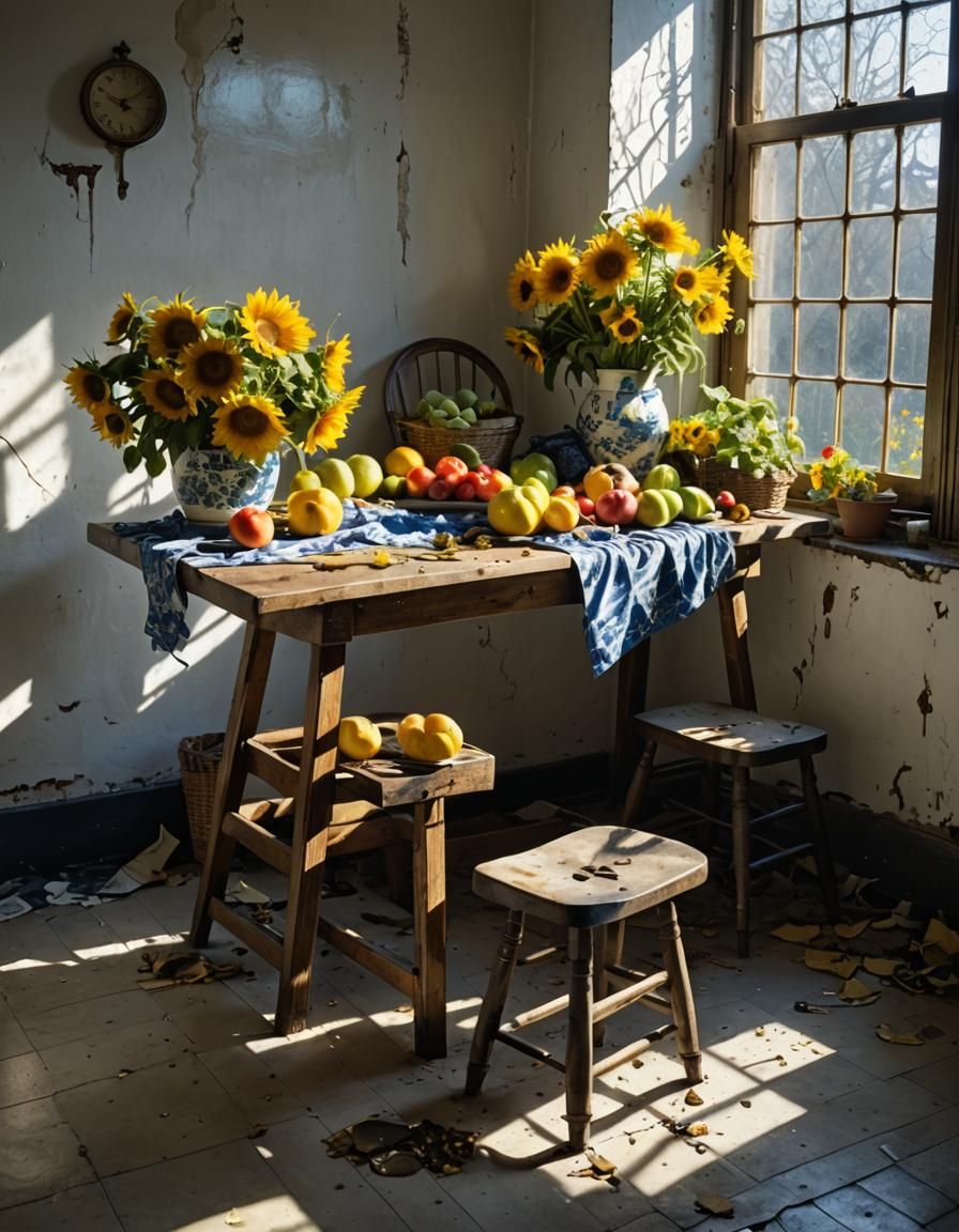 Golden Sunflowers in a Dazzling Copper Bucket