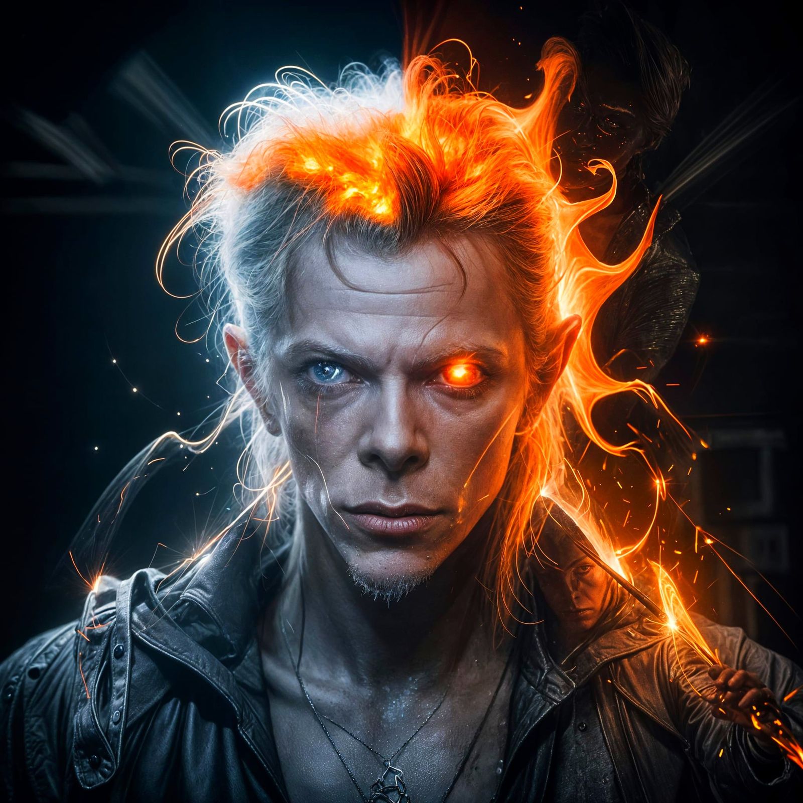 Molten Metal Dollequin of David Bowie, 3D Render