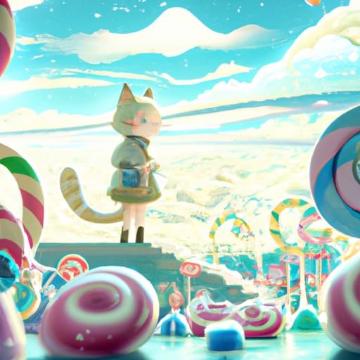 Candy Cat in Studio Ghibli Anime Style