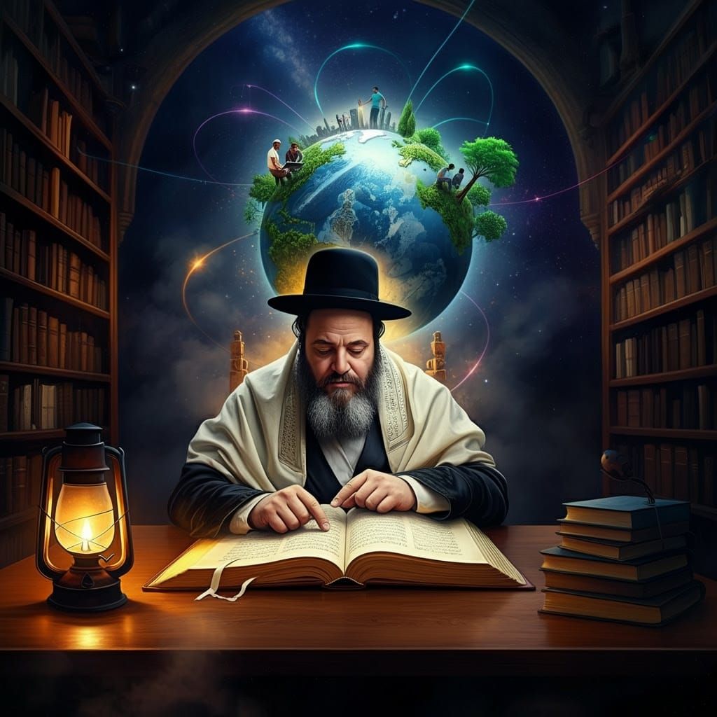 Traditional Jewish Scholar Studies in Ancient Library at Daw...