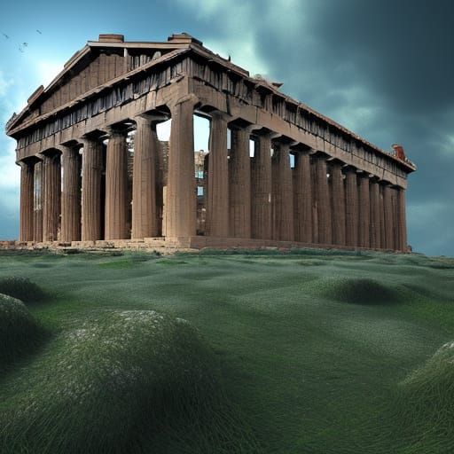 Abandoned Parthenon Ruins in Detailed Matte Painting