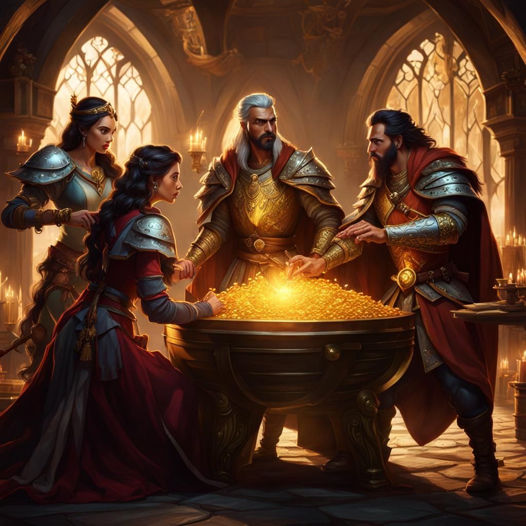 D&D Party Argues Over Gold: Fantasy Concept Art