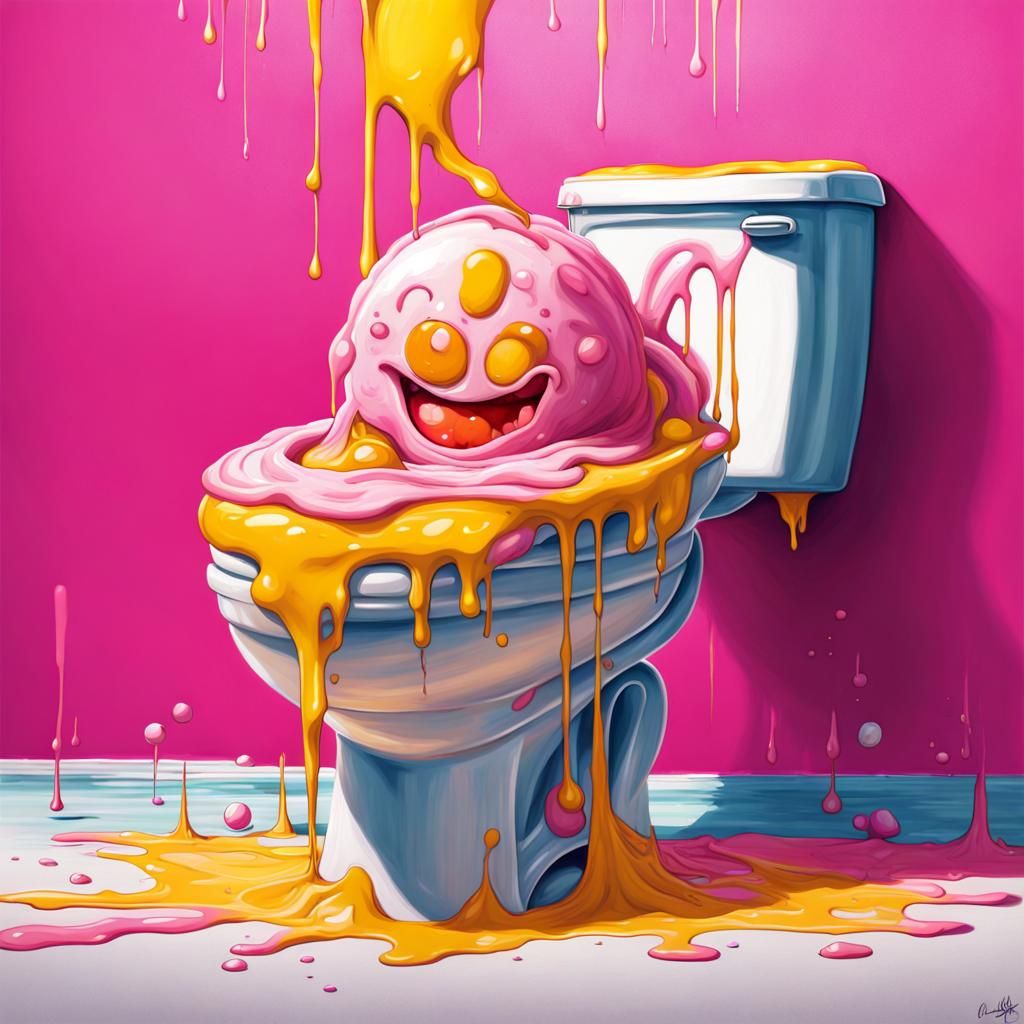 Psychedelic Spoon Eats Toilet Ice Cream: Graffiti Art