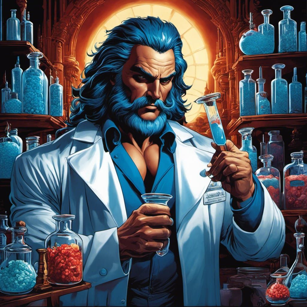 Beastly Bodybuilder in Lab, Digital Art