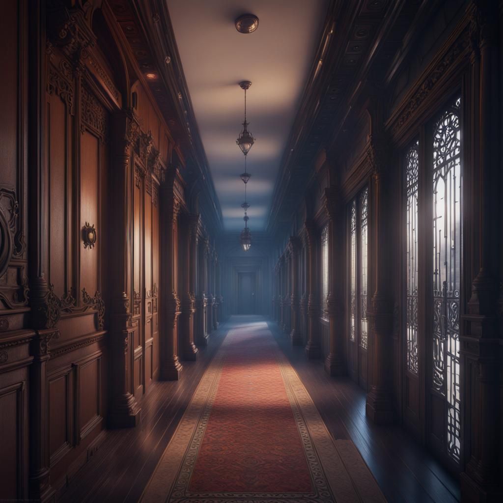 Dark Locked Doors in Long Fantasy Corridor