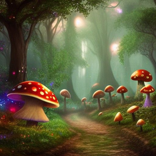 Enchanted Fairy Village with Giant Mushrooms