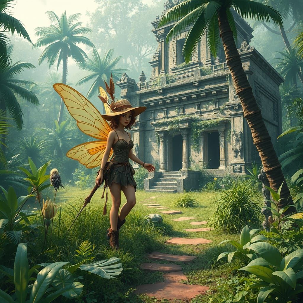 Steampunk Safari Fairy Exploring Jungle Temple