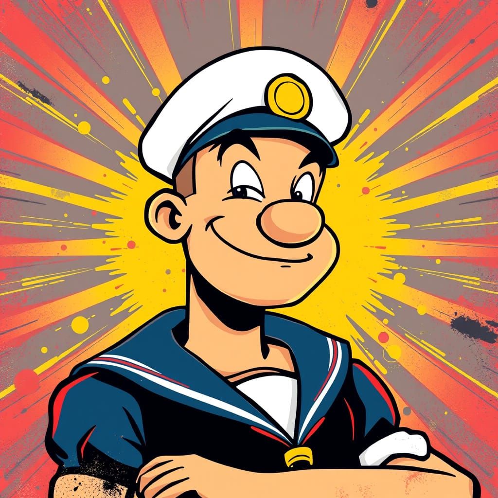 Popeye Pop Art Screen Print in Bauhaus Style