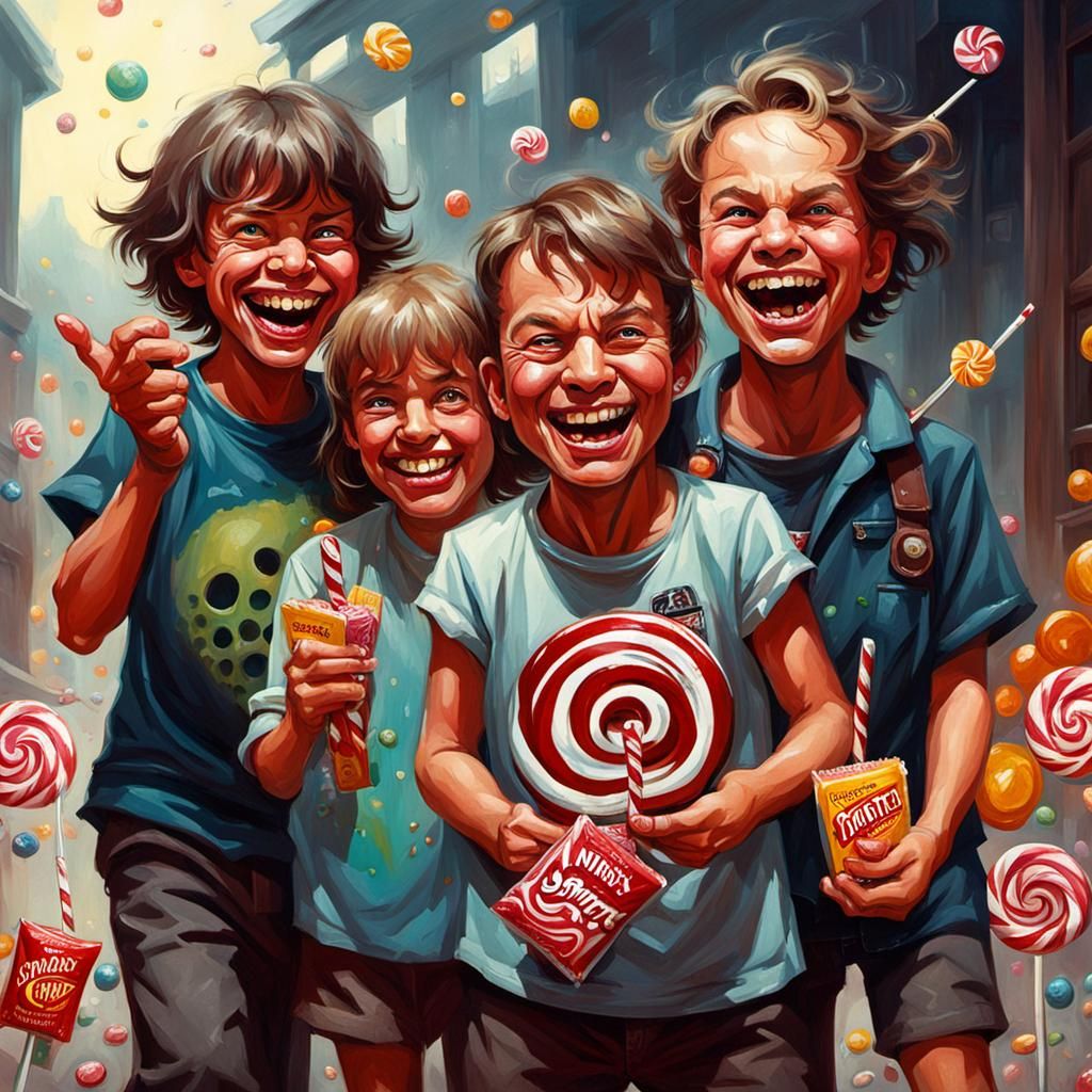 Sinister Children with Candy: A Haunting Portrait