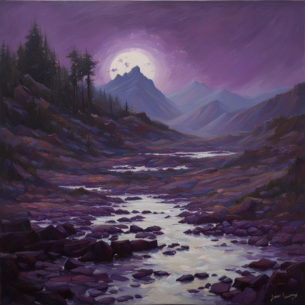 Vibrant Purple Void: Oil Painting Aesthetic