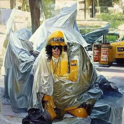 Howard Stern in Hazmat Suit: Oil Painting
