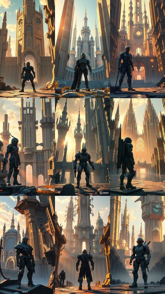 Biomechanical Warrior Guards Futuristic Citadel