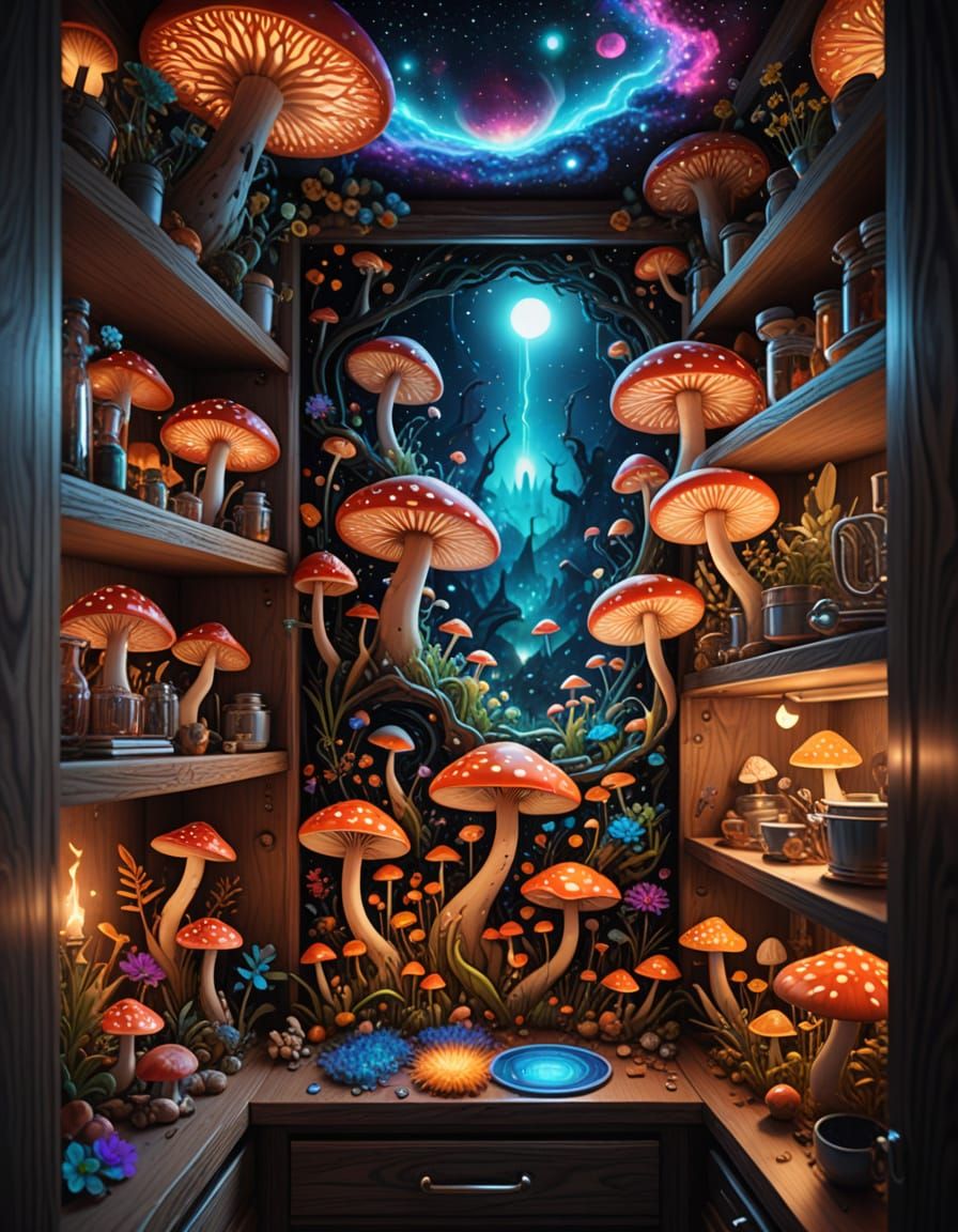 Cosmic Surrealism: Miniature World in a Cupboard