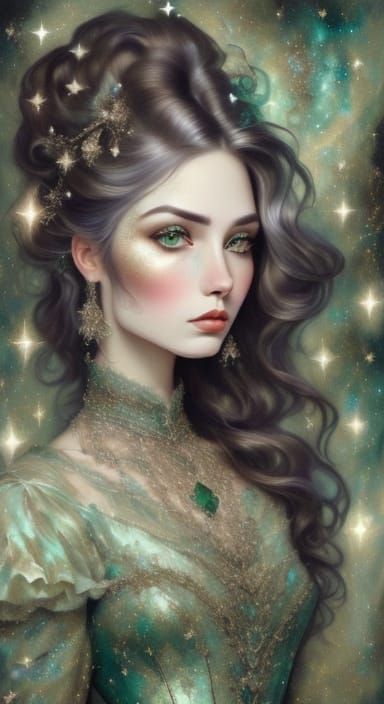 Elegant 1700s Woman Portrait in Oil Painting Style