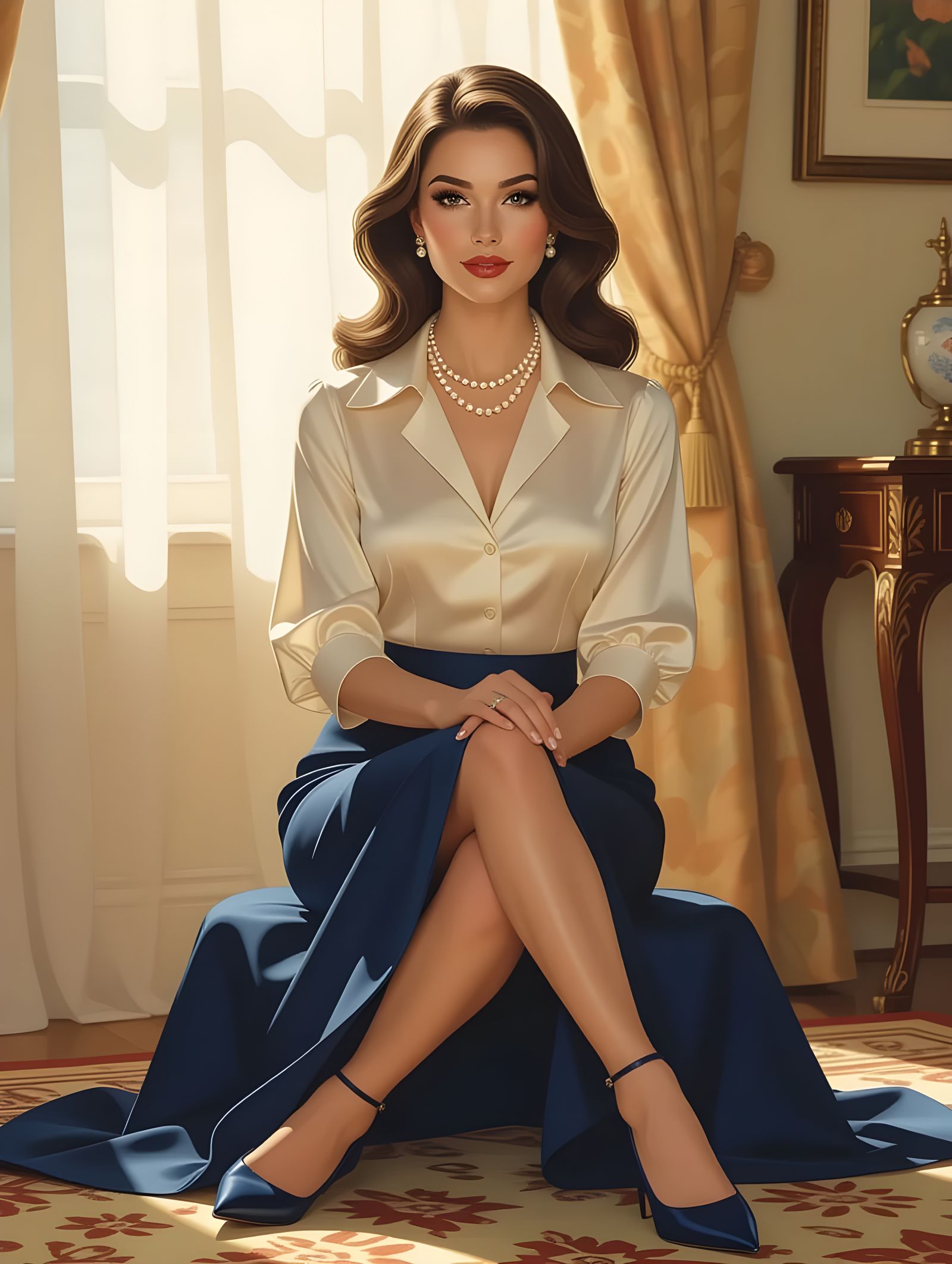 Sylvia is a gracious woman and she is in the head and shoulders portrait, 8k resolution concept art portrait by Greg Rut...