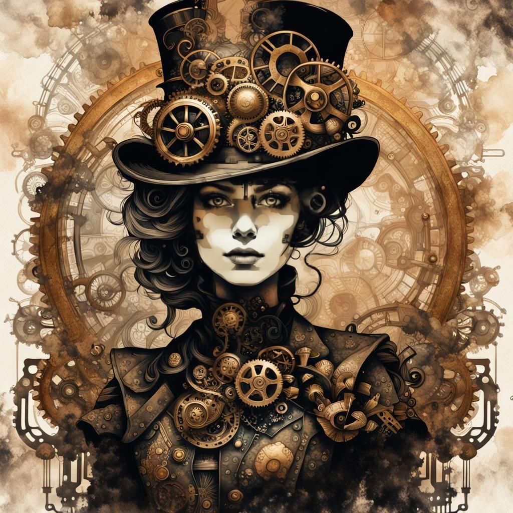 Steampunk Cyber Princess with Gadget Top Hat