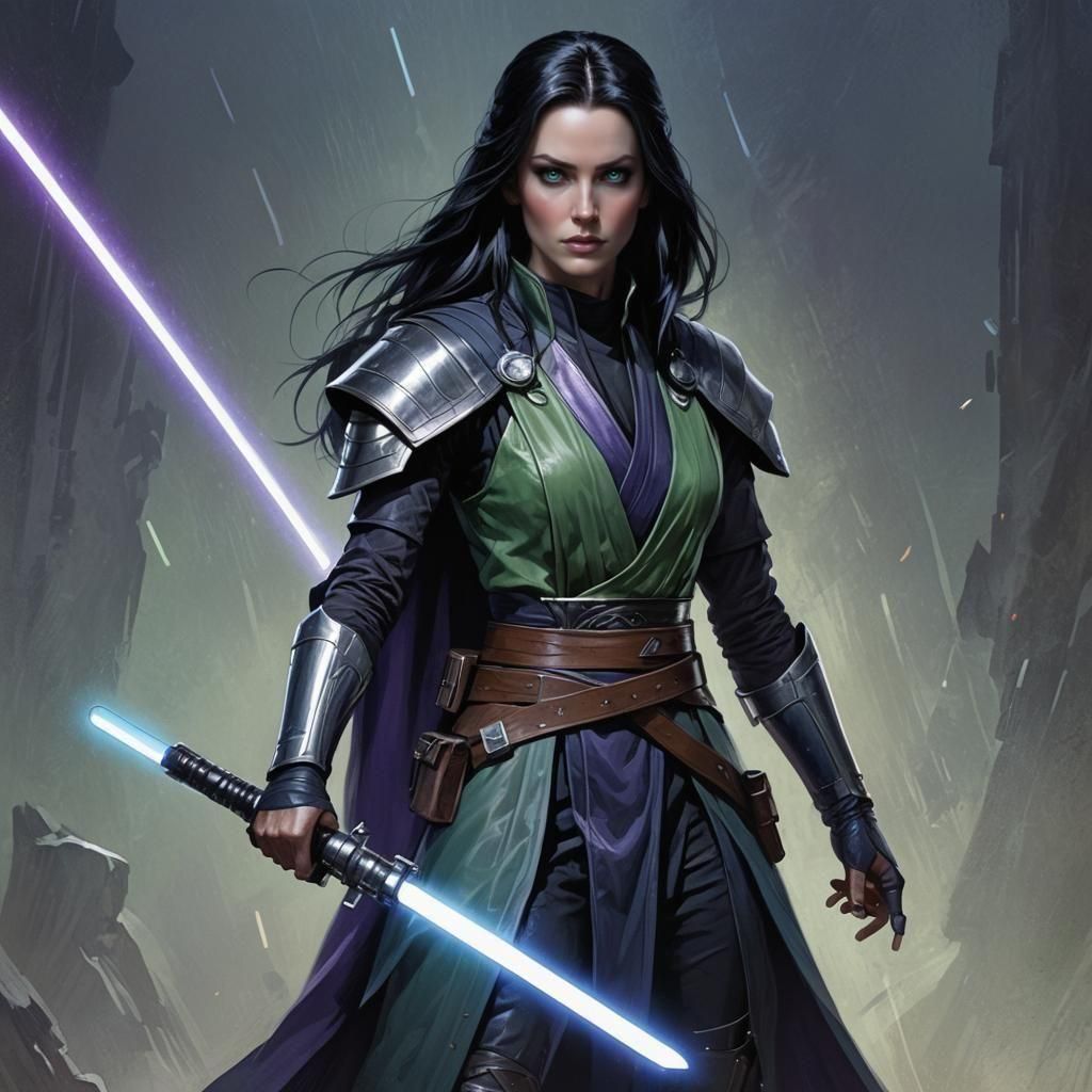 Elegant Jedi Warrior Portrait in Hyperdetailed Style