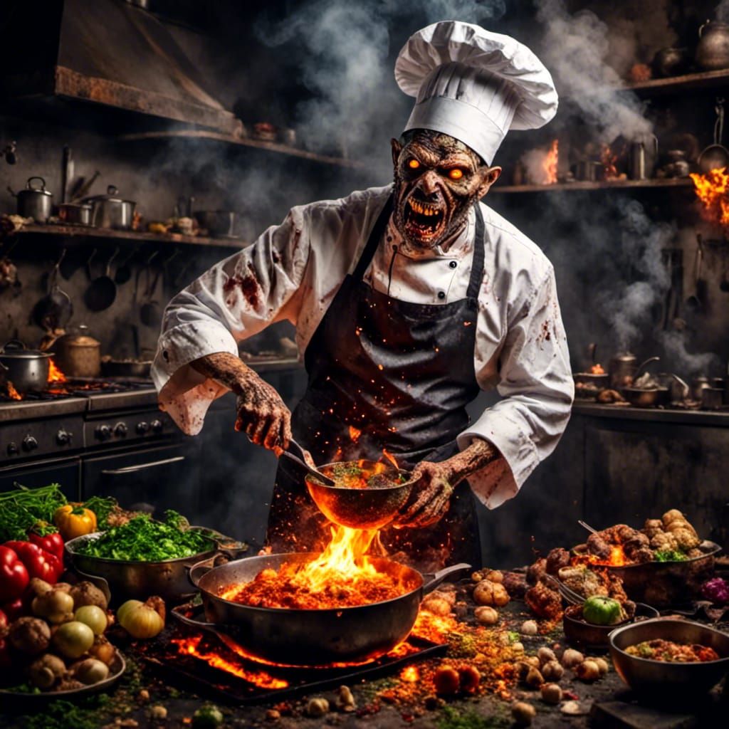 Zombie Cook in Kitchen Mishap