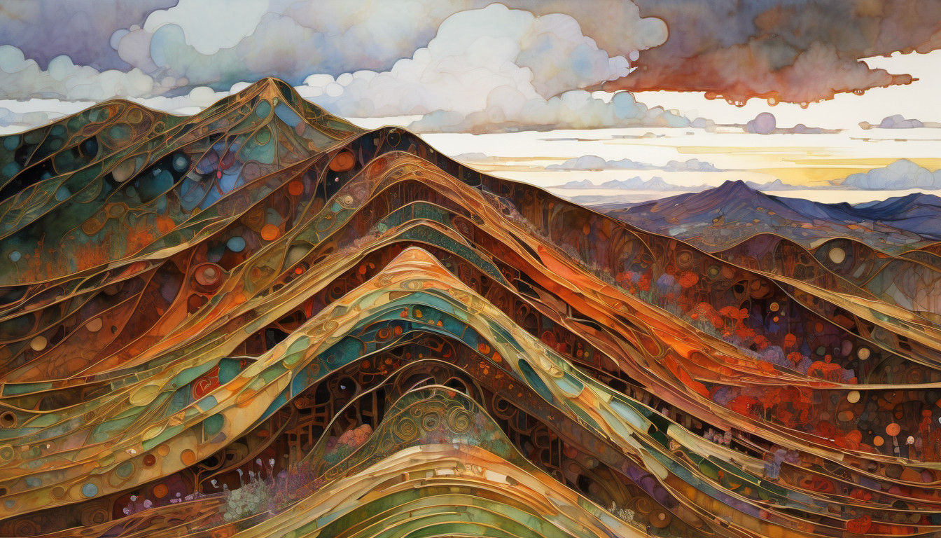 Ethereal Mountains in Rich Earth Tones