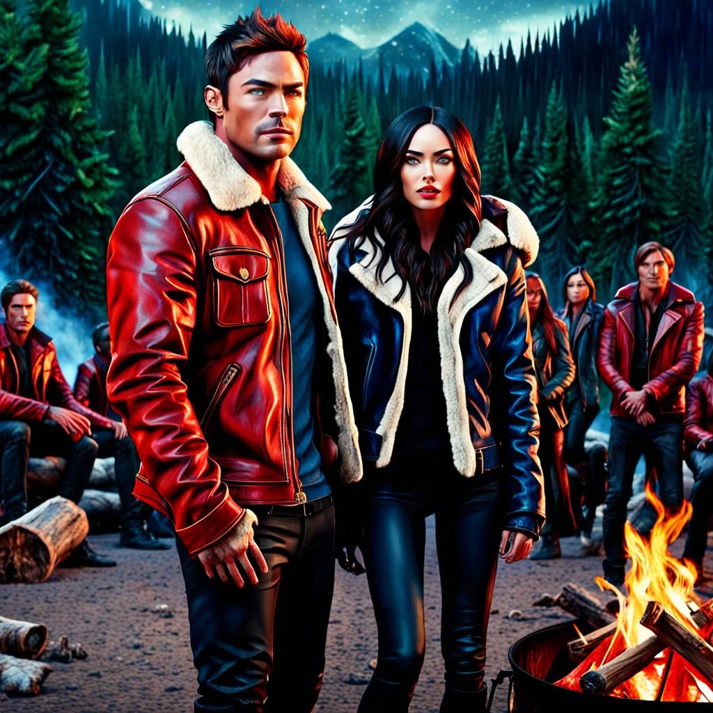 Megan Fox and Zac Efron: Cinematic Campfire Portrait